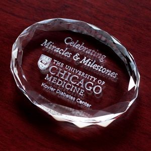 Crystal Faceted Oval Paperweight Award (3 7/8"x3"x3/4")