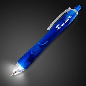 White LED Light Tip Blue Pen - Domestic Imprint