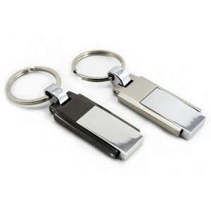 4 GB Powdercoat & Chrome Steel Swivel USB Drive w/Keyring