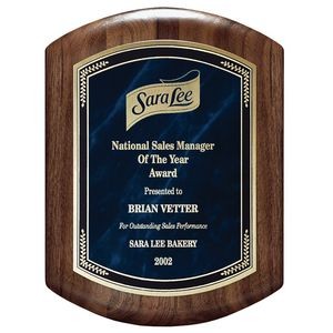 Genuine Walnut Barrel-Shaped Plaque with Blue Marble Mist