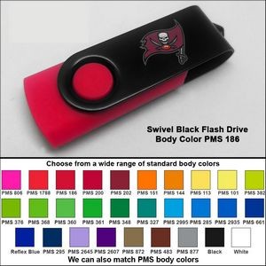 Swivel Black Flash Drive - 64 GB Memory - Body PMS 186