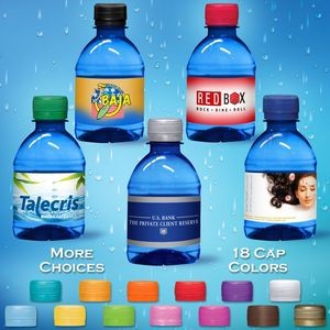 8 oz. Custom Label Spring Water w/Flat Cap - Blue Tinted Bottle