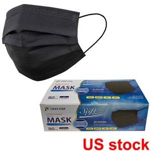 Deluxe Disposable 3-Ply Protective Face Mask - black