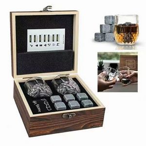 Whiskey Stones Gift Set with Wooden Box