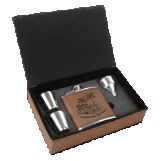 6 Oz. Dark Brown Leatherette Flask Gift Set