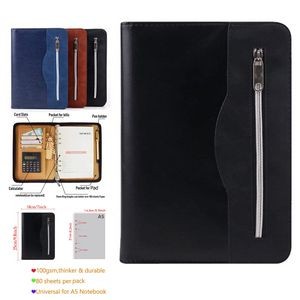 A5 Executive Conference Folder Business Notebook Zipped Organizer with Calculator