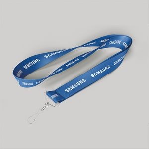 5/8" Royal Blue custom lanyard printed with company logo with Jay Hook attachment 0.625"