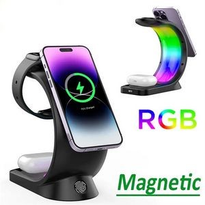 Wireless Charging Station with RGB Light 3 in 1