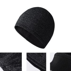 Reflective Beanie Hat Winter Fleece Lined Knit Cap