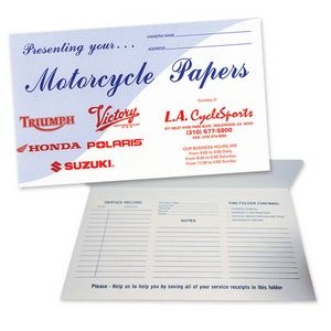 Motorcycle Papers Document Folder with Blue Wave Design (9-7/8" x 6")