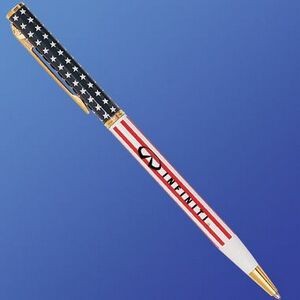 Brass Barrel Gold Plated American Flag Pen (Screened)