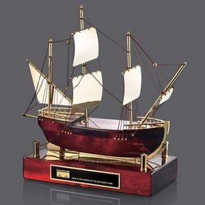 Maritime Sailboat - Rosewood/Gold 12½"