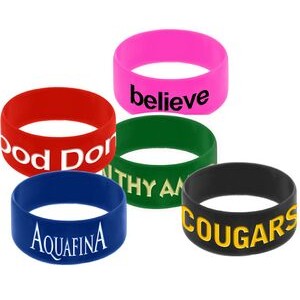 1" Wide Solid Color Silicone Wristband w/Silkscreened Imprint