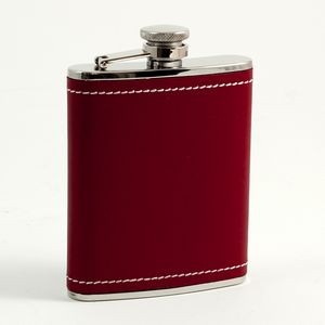 6 Oz. Red Leather Flask