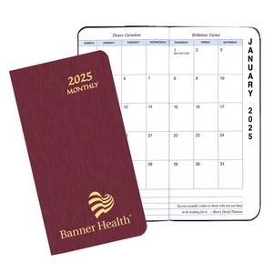 Monthly Pocket Planner W/ Shimmer Cover - Upright Format