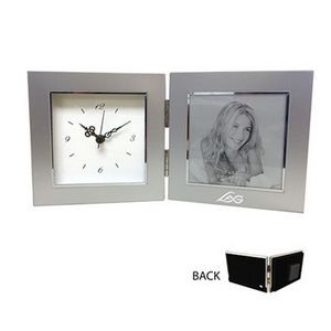 Metal Picture Frame with Clock (3.5"x3.5" Photo)