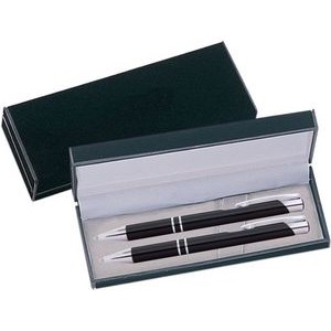 JJ Series Pen and Pencil Gift Set in Black Velvet Gift Box - Black pen and pencil