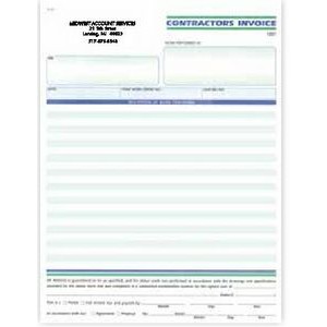 Ruled 3 Part Contractors Invoice Forms (8½"x 11")
