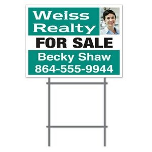 Two Color Corrugated Plastic Sign with Full Color Photo on Both Sides