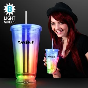 Light Up Multicolor Deluxe Double Wall Tumblers - Domestic Imprint