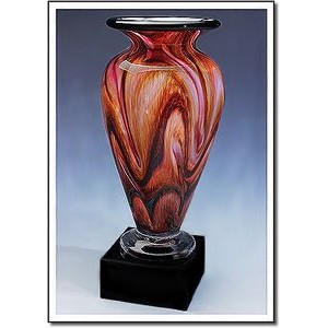 Painted Sands Athena Art Glass Vase w/ Marble Base (4.5"x11.75")