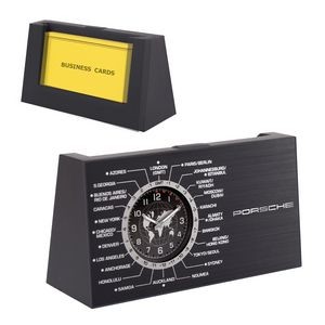 World Time Clock with Business Card Holder