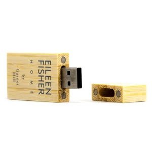 128 MB Wooden Rectangular USB Drive w/Magnetic Closure
