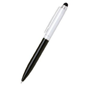 CR Series Ball point pen / Stylus. Black lower barrel, white upper barrel pen