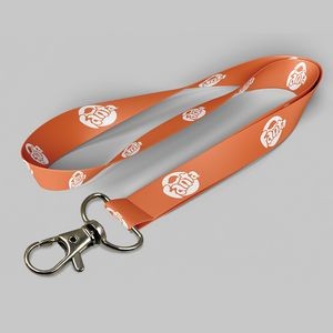 5/8" Light Orange custom lanyard printed with company logo with Thumb Trigger attachment 0.625"
