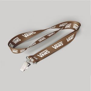 5/8" Brown custom lanyard printed with company logo with Bulldog Clip attachment 0.625"