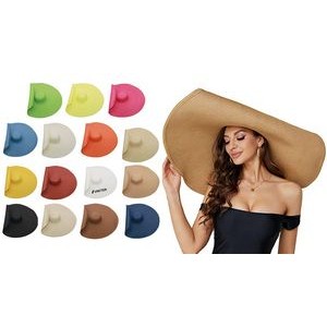 Oversized Beach Straw Hat for Women, Fashion Large Wide Brim Visor Hats Handmade Roll Up Floppy Cap