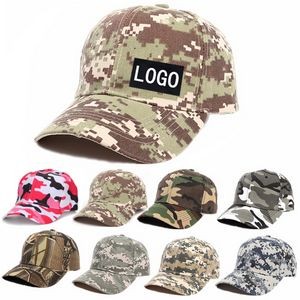 Six Panel Structured Camo Cap With Hook & Loop Closure