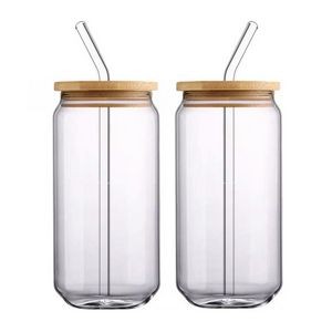 12Oz Clear Glasses Bottle With Wood Lid and Straw: Stylish and Eco-Friendly