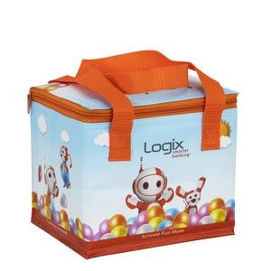 Custom Full-Color 145g Laminated Woven Insulated 6-Can Cooler Bag 8"x6.5"x6.75"