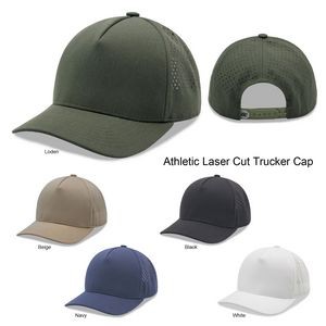Five Panel Sport Trucker Cap w/Laser Cut Mesh Back
