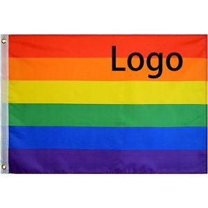 LGBT Pride Rainbow Polyester Festival Banner Flag With 2 Brass Metal Grommets 8 1/5"x5 1/2"