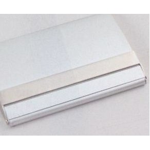 Silver Business Card Holder w/ Polished Silver Accent (2 1/2