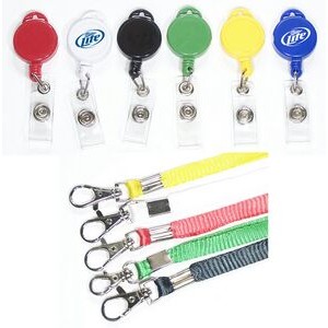 2-in-1 Round Retractable Badge Holder with Lanyard (1" Reel)
