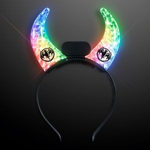 Imprinted Color Changing LED Devil Horn Headband - Domestic Imprint