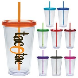 20 Oz. Carnival Cup w/Colored Straw & Colored Lid