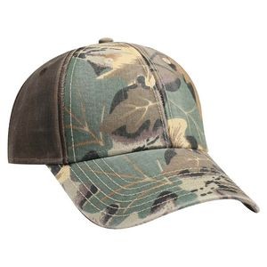 OTTO Camouflage Garment Washed Cotton Twill w/ PU Coated Back 6 Panel Low Profile Baseball Cap