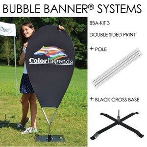 Bubble Banner® - Oval Shaped - Double sided print + Frame + Black Cross base