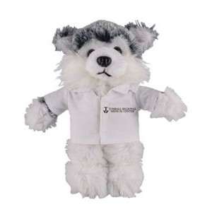 Soft Plush Stuffed Husky in doctor's jacket.