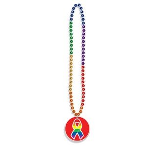 33" Rainbow Print-n-Toss Beads w/ a Custom Decal on the White Medallion