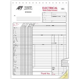 Electrical Work Order/Invoice Form (3-Part)