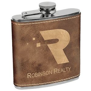 Rustic/Gold Leatherette Stainless Steel Flask
