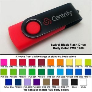 Swivel Black Flash Drive - 64 GB Memory - Body PMS 1788