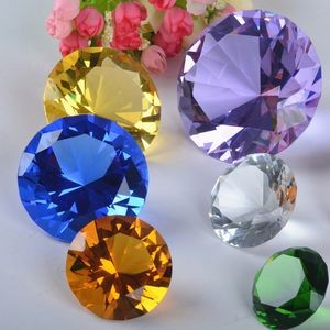 2" Diameter Opitcal Colorful Crystal Diamond Paperweight With Gift Box