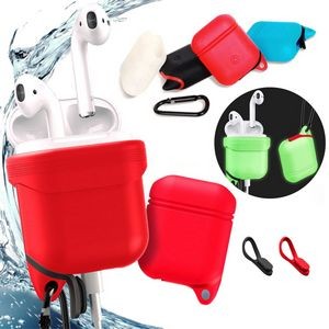 Silicone Waterproof Wireless Earphone Case With Dust Plug And Carabiner
