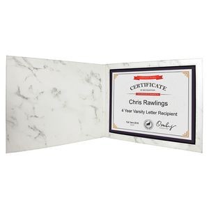 Certificate Holder, Faux Leather White Marble, 9" x 12"